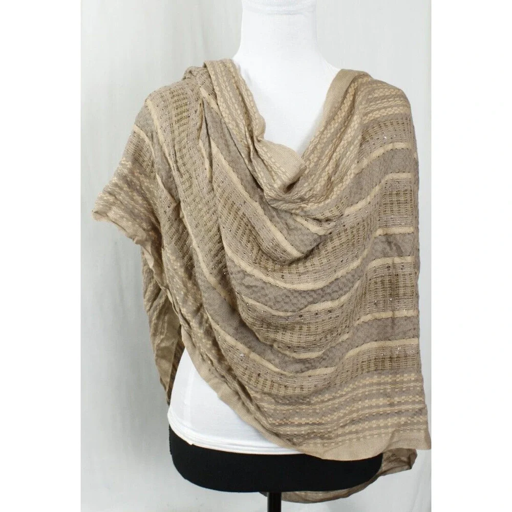 Charming Charlie Infinity Scarf‎ Metallic Gold Tan Pattern Texture Boho Chic